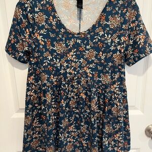 Agnes & Dora Floral Teal Blouse
